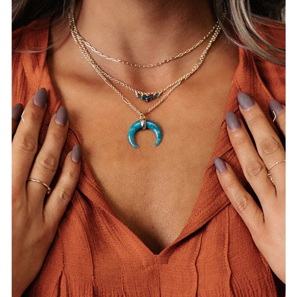 Kendra Scott Gemma 3 strand teal necklace